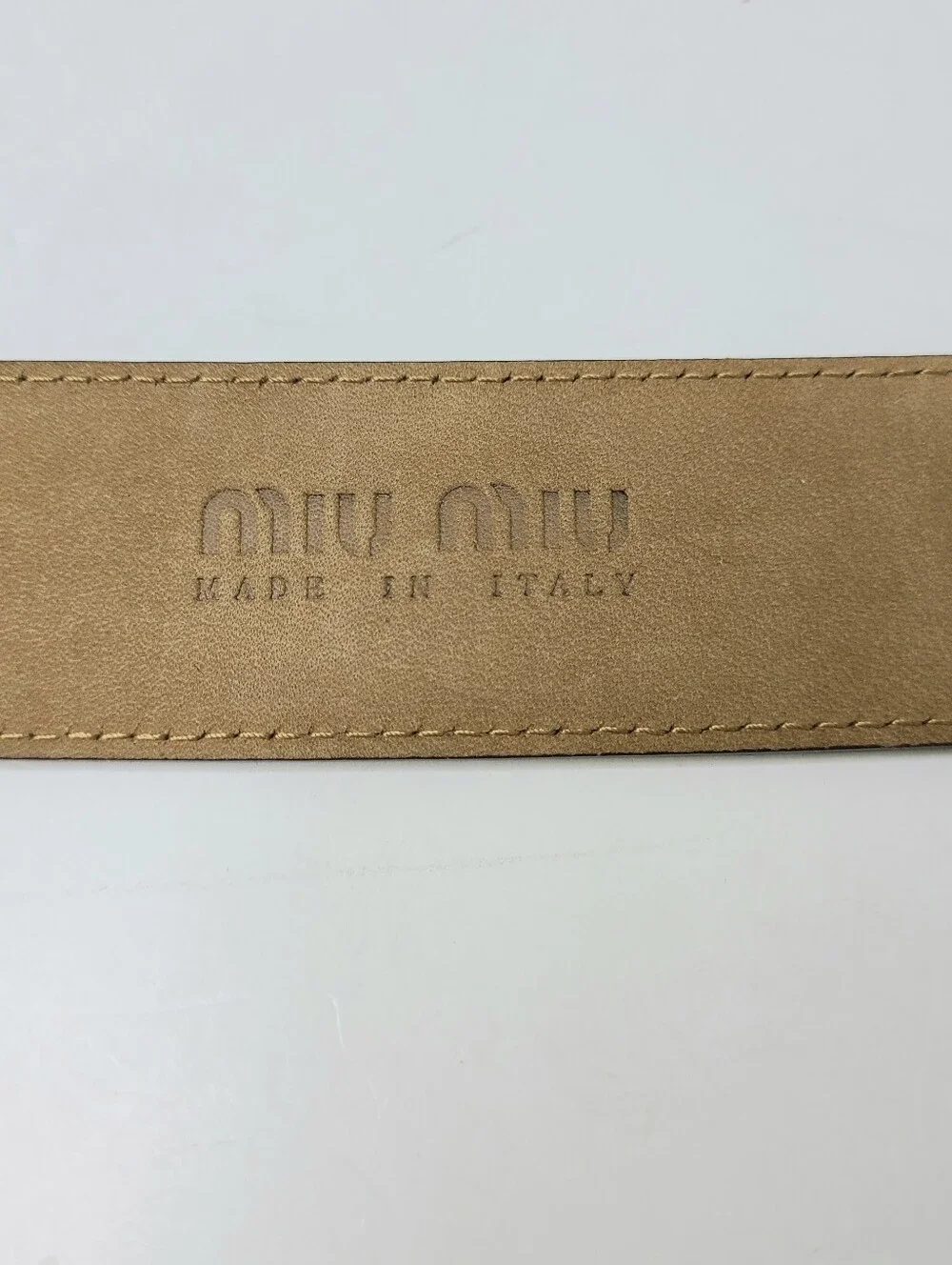 Miu Miu Made In Italy Tan Black Snakeskin Genuine Leather Belt